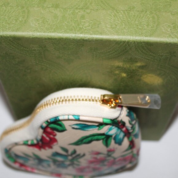 NWT Gucci Key Case Ophidia Shang Soft Brit Roses Zip Heart Pouch Floral  732232 - Picture 6 of 11